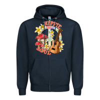 Navy hippie soul with peace Zipper Hoodie - texasbilliewilder