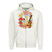 Oatmeal Heather hippie soul with peace Zipper Hoodie - texasbilliewilder