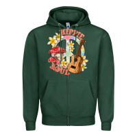 Sports Green hippie soul with peace Zipper Hoodie - texasbilliewilder