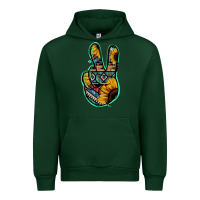 Forest Green Aztec Sunflower Peace Sign Urban Hoodie - Jasminsmagicworld