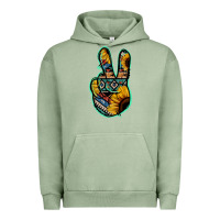 Pigment Oil Green Aztec Sunflower Peace Sign Urban Hoodie - Jasminsmagicworld