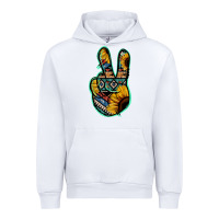 White Aztec Sunflower Peace Sign Urban Hoodie - Jasminsmagicworld