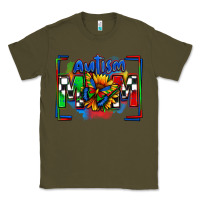 Army Green autism mom checkered flag Classic Tee - Zillion Design Studio