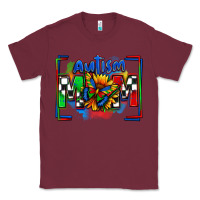 Burgundy autism mom checkered flag Classic Tee - Zillion Design Studio