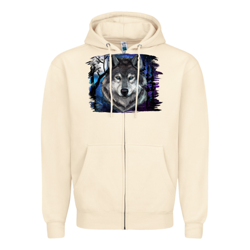 Wolf And Full Moon Zipper Hoodie by RanaPortraitStore | Teevron