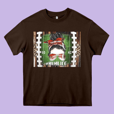 American Football Mom Life Heavy Core Tee Designed By Cowhidedigitalart