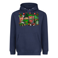 Navy christmas tractor coffee cups Heavyweight Hoodie - texasbilliewilder