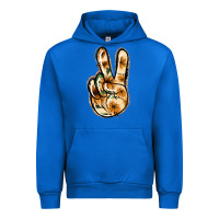 Cobalt Floral Gold Peace Sign Urban Hoodie - Jasminsmagicworld