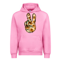 Fuchsia Pink Floral Gold Peace Sign Urban Hoodie - Jasminsmagicworld