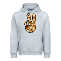 Heather Grey Floral Gold Peace Sign Urban Hoodie - Jasminsmagicworld