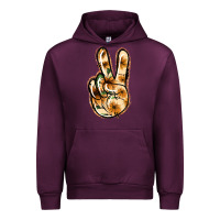 Mauve Wine Floral Gold Peace Sign Urban Hoodie - Jasminsmagicworld