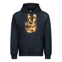 Navy Floral Gold Peace Sign Urban Hoodie - Jasminsmagicworld