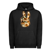 Pigment Black Floral Gold Peace Sign Urban Hoodie - Jasminsmagicworld
