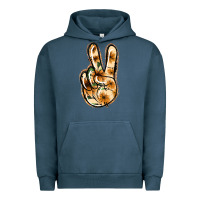 Pigment Midnight Navy Floral Gold Peace Sign Urban Hoodie - Jasminsmagicworld
