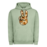 Pigment Oil Green Floral Gold Peace Sign Urban Hoodie - Jasminsmagicworld