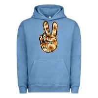 Pigment Pebble Blue Floral Gold Peace Sign Urban Hoodie - Jasminsmagicworld