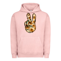 Pigment Salmon Floral Gold Peace Sign Urban Hoodie - Jasminsmagicworld