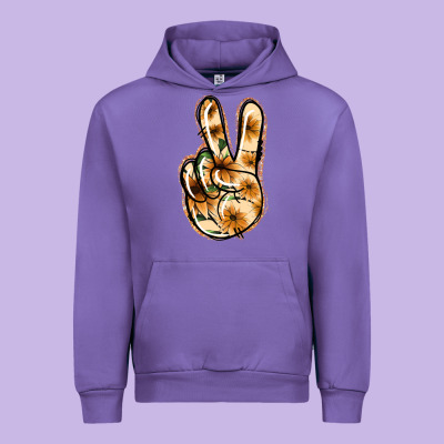 Floral Gold Peace Sign Urban Hoodie Designed By Jasminsmagicworld