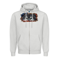 Dove Grey Wolf eyes american flag Zipper Hoodie - RanaPortraitStore