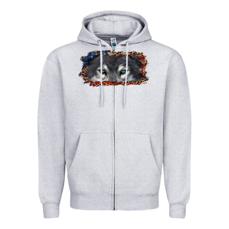Wolf Eyes American Flag Zipper Hoodie by RanaPortraitStore | Teevron