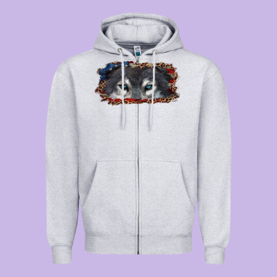 Zipper Hoodie Wolf eyes american flag
