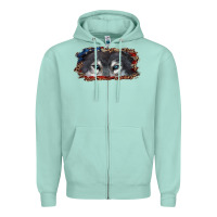 Seafoam Wolf eyes american flag Zipper Hoodie - RanaPortraitStore