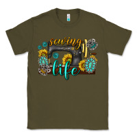 Army Green sewing life western Classic Tee - texasbilliewilder