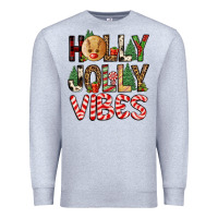 Heather Grey holly jolly vibes Premium Sweatshirt - FaDigitalArtStudio