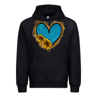 Black Gold Glitter Sunflower Blue Heart Urban Hoodie - Jasminsmagicworld