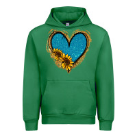 Emerald Gold Glitter Sunflower Blue Heart Urban Hoodie - Jasminsmagicworld