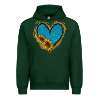 Forest Green Gold Glitter Sunflower Blue Heart Urban Hoodie - Jasminsmagicworld