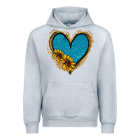 Heather Grey Gold Glitter Sunflower Blue Heart Urban Hoodie - Jasminsmagicworld