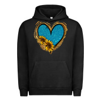 Pigment Black Gold Glitter Sunflower Blue Heart Urban Hoodie - Jasminsmagicworld