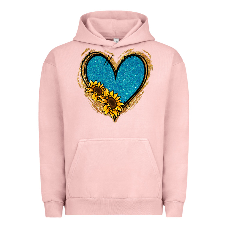 Gold Glitter Sunflower Blue Heart Urban Hoodie by Jasminsmagicworld | Teevron