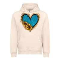 Sandshell Gold Glitter Sunflower Blue Heart Urban Hoodie - Jasminsmagicworld