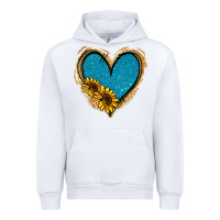White Gold Glitter Sunflower Blue Heart Urban Hoodie - Jasminsmagicworld