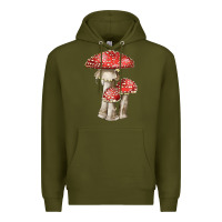 Army Green Autumn Mushroom Illustrations Premium Hoodie - LillyAllenDesigns