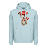 Blue Mist Autumn Mushroom Illustrations Premium Hoodie - LillyAllenDesigns