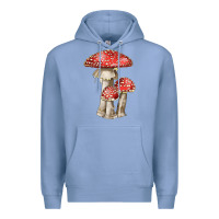Colony Blue Autumn Mushroom Illustrations Premium Hoodie - LillyAllenDesigns
