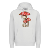 Dove Grey Autumn Mushroom Illustrations Premium Hoodie - LillyAllenDesigns