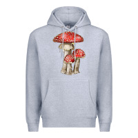 Heather Grey Autumn Mushroom Illustrations Premium Hoodie - LillyAllenDesigns