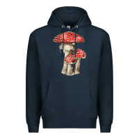Navy Autumn Mushroom Illustrations Premium Hoodie - LillyAllenDesigns