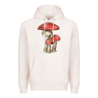 Pale Pink Autumn Mushroom Illustrations Premium Hoodie - LillyAllenDesigns