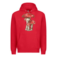 Red Autumn Mushroom Illustrations Premium Hoodie - LillyAllenDesigns