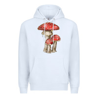 White Autumn Mushroom Illustrations Premium Hoodie - LillyAllenDesigns