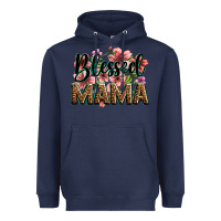 Navy flowers blessed mama Heavyweight Hoodie - Zillion Design Studio