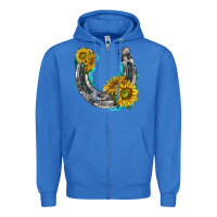 True Royal horseshoe cowhide and sunflowers Zipper Hoodie - texasbilliewilder