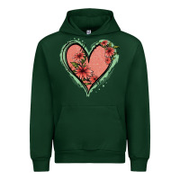 Forest Green Pink Glitter Floral Heart Urban Hoodie - Jasminsmagicworld