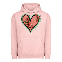 Pigment Salmon Pink Glitter Floral Heart Urban Hoodie - Jasminsmagicworld