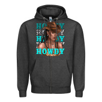Charcoal Heather howdy howdy black girl Zipper Hoodie - texasbilliewilder